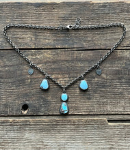 Load image into Gallery viewer, Golden Hills Turquoise Revelry Necklace, Choker Length Rolo Chain 17.5"