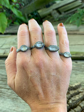 Load image into Gallery viewer, Herkimer Diamond Quartz Ring in Handcrafted Sterling Silver, 4 Ring Size Variations Available, Sizes 6.5, 7.5, 9, 11.5