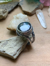 Load image into Gallery viewer, White Buffalo Hand Stamped Ring, Size 8.5