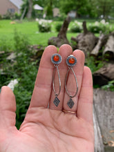 Load image into Gallery viewer, Orange Mexican Fire Opal Earrings with Teardrop