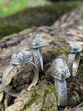 Load image into Gallery viewer, Herkimer Diamond Quartz Ring in Handcrafted Sterling Silver, 4 Ring Size Variations Available, Sizes 6.5, 7.5, 9, 11.5