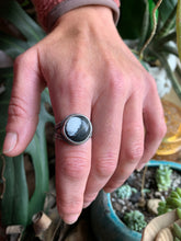 Load image into Gallery viewer, White Buffalo Hand Stamped Ring, Size 8.5