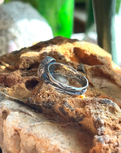 Load image into Gallery viewer, Emerald Valley Turquoise Ring with Hand Stamped Double Split Band, Ring Size 9.25