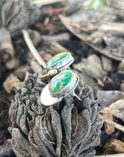 Load image into Gallery viewer, Emerald Valley Turquoise Post Earrings in Handcrafted Sterling Silver with Crescent Moon Brass Accents