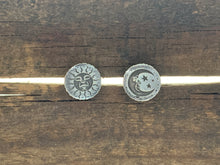 Load image into Gallery viewer, Sun and Moon Earring Pair in Handcrafted Sterling Silver, Post Back