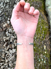 Load image into Gallery viewer, Spiney Oyster and Turquoise Hand Stamped Sterling Silver Cuff, 6" Medium Fit