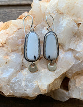 Load image into Gallery viewer, White Buffalo Earrings with Brass Crescent Moon Drops