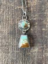 Load image into Gallery viewer, Rugged Landscapes Turquoise Pendant, Double Turquoise Drop Pendant in Handcrafted Sterling Silver