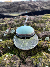 Load image into Gallery viewer, Reserved For T. Large Blue Moon Turquoise Crescent Drop Necklace in Handcrafted Sterling Silver