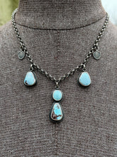 Load image into Gallery viewer, Golden Hills Turquoise Revelry Necklace, Choker Length Rolo Chain 17.5"