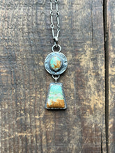 Load image into Gallery viewer, Rugged Landscapes Turquoise Pendant, Double Turquoise Drop Pendant in Handcrafted Sterling Silver