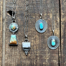 Load image into Gallery viewer, Custom Listing for S. White Buffalo Sun Ray Drop Pendant, Handcrafted Sterling Silver Necklace