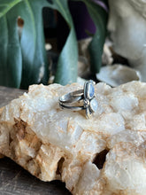 Load image into Gallery viewer, Starry Dreams Ring, Rainbow Moonstone and Tanzanite, Ring Size 8 3/4