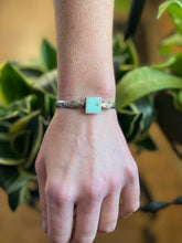 Load image into Gallery viewer, Roadrunner Variscite Cactus Cuff, Hammered Sterling Silver
