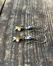 Load image into Gallery viewer, Starry Labradorite Drop Earrings in Sterling Silver with Brass Stars
