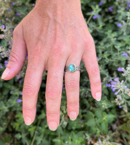 Aqua Blue Green Stone Mountain Turquoise Ring, Size 7