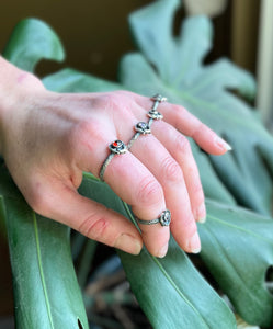 Heart Filled Gemstone Rings, Garnet and Amethyst Options, All Handcrafted Sterling Silver Rings