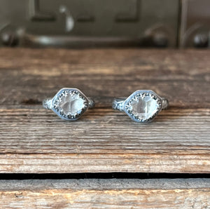 Herkimer Diamond Quartz Cocktail Rings, Available in Ring Sizes 6 and 8 1/2