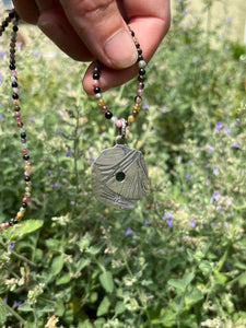 Air and Water Mystical Beasts Pendant with Cats Eye Tourmaline, With or Without Necklace