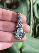 Load image into Gallery viewer, Reserved Crescent Moon Fairest Pendant, Tanzanite and Moonstone
