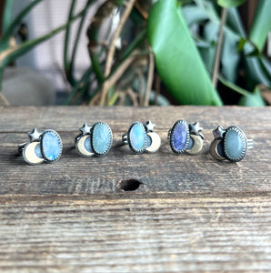 Starry Night Rings, Sterling Silver with Brass Moon Accent, 5 Ring Selections