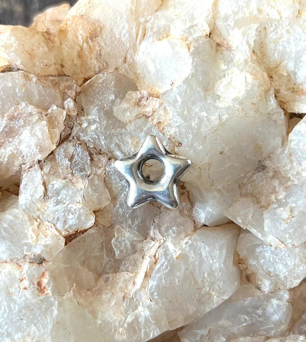 Puffy Star Charm, Handmade Sterling Silver