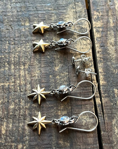 Star Stud Earrings in Sterling Silver, Post Backs