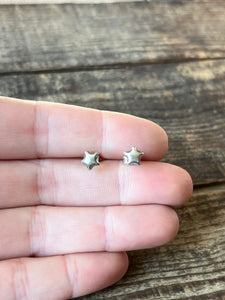 Star Stud Earrings in Sterling Silver, Post Backs