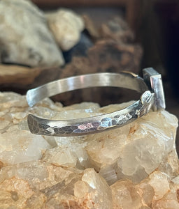 Roadrunner Variscite Cactus Cuff, Hammered Sterling Silver