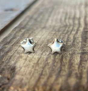 Star Stud Earrings in Sterling Silver, Post Backs