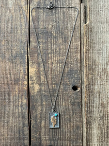 Cactus Under a Blue Moon Pendant with Kingman Turquoise, 18” Chain