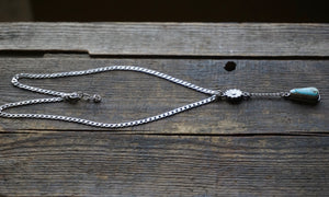 Turquoise Mountain Daisy Drop Lariat Style Necklace, 18-19” Long