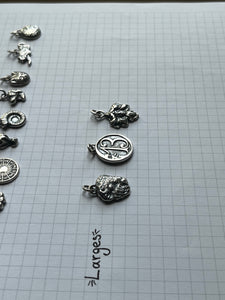 Lucky 13 Moon Charm, Handcrafted Sterling Silver, Charm Only