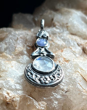 Load image into Gallery viewer, Reserved Crescent Moon Fairest Pendant, Tanzanite and Moonstone
