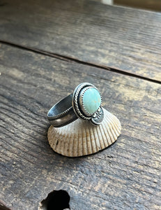 Stone Mt. Turquoise Hand Stamped Sterling Silver Ring, Size 9 3/4