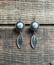 Load image into Gallery viewer, White Buffalo Hand Stamped Drop Earrings, Handcrafted Sterling Silver
