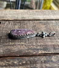 Load image into Gallery viewer, Natural Raw Amethyst Druzy Pendant, 17.5-18.5” Bar Link Chain
