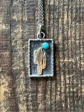 Load image into Gallery viewer, Cactus Under a Blue Moon Pendant with Kingman Turquoise, 18” Chain
