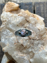 Load image into Gallery viewer, Australian Crystal Pipe Opal Ring with Sterling Cuttlebone Texture and 14k Gold Accents, Ring Size 8.5
