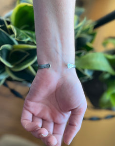 Roadrunner Variscite Cactus Cuff, Hammered Sterling Silver