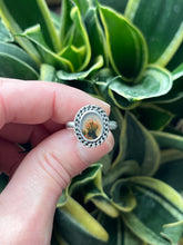 Load image into Gallery viewer, Dendritic Agate Ring with Curb Chain Detail, Size 7 3/4
