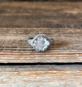 Herkimer Diamond Quartz Cocktail Rings, Available in Ring Sizes 6 and 8 1/2