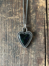 Load image into Gallery viewer, Australian Fairy Opal Heart Necklace, 19.5” Diamond Cut Curb Chain
