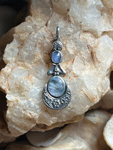 Load image into Gallery viewer, Reserved Crescent Moon Fairest Pendant, Tanzanite and Moonstone
