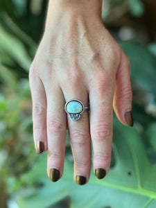 Stone Mt. Turquoise Hand Stamped Sterling Silver Ring, Size 9 3/4