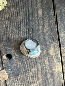 Stone Mt. Turquoise Hand Stamped Sterling Silver Ring, Size 9 3/4