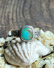 Load image into Gallery viewer, Aqua Blue Green Stone Mountain Turquoise Ring, Size 7
