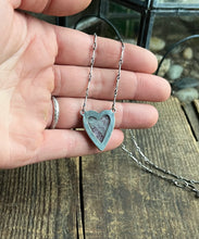 Load image into Gallery viewer, Lepidolite in Quartz Heart Charm Necklace, 16.5-17.5” Long Bar Link Chain
