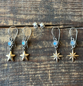 Star Stud Earrings in Sterling Silver, Post Backs