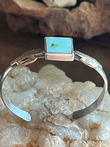 Roadrunner Variscite Cactus Cuff, Hammered Sterling Silver